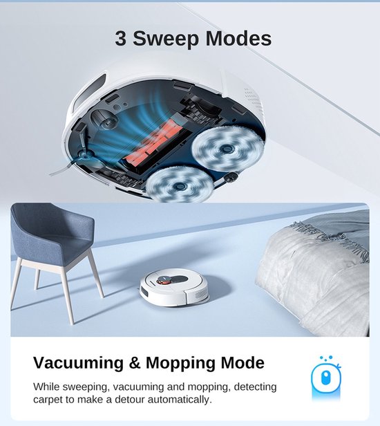 ROIDMI EVA - Robotstofzuiger - Dweilrobot - Wit