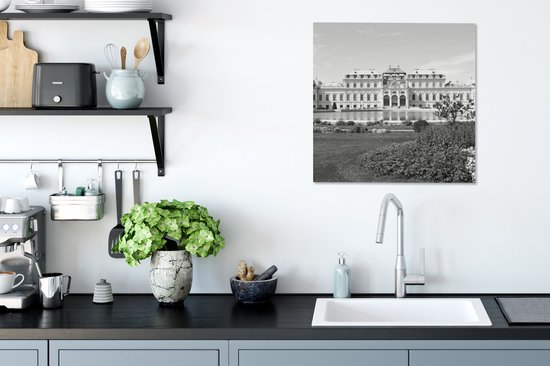 Tableau sur toile Belvédère Vienne - noir et blanc - 50x50 cm - Décoration murale