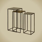 RENEW Iron side square table w alu top - set of 3