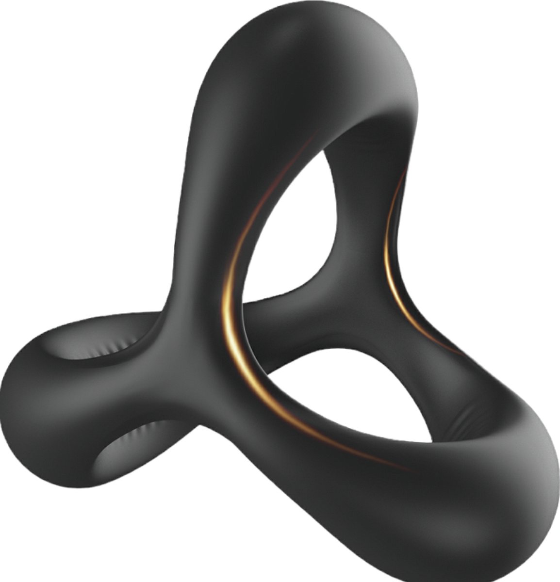 Power Escorts 3 Voudige Silicone Cockring  Rekbaar  Zwart
