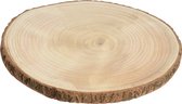 1x stuks houten decoratie boomschors boomschijven D25 cm - Hobby materiaal boomschors schijven - Kerstversiering