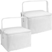 Set van 2x stuks kleine koeltassen voor lunch wit 20 x 14 x 12 cm 3.5 liter - Koeltassen