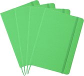 Set van 4x stuks luxe schriften/notitieboekje groen met elastiek A5 formaat - 80x blanco paginas - opschrijfboekjes - harde kaft