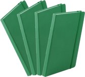 Set van 4x stuks luxe schriften/notitieboekje groen met elastiek A5 formaat - blanco paginas - opschrijfboekjes - 100 paginas