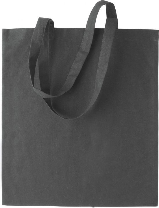 5x stuks basic katoenen schoudertasje in het donkergrijs 38 x 42 cm met lange hengsels - Boodschappentassen - Goodie bags