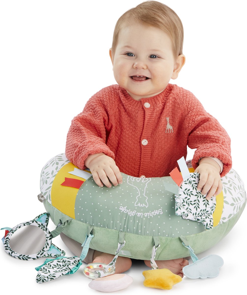 Sophie de giraf Cosy Play Speelkussen - Tummy time - Activiteitenkussen - Baby speelgoed - Kraamcadeau - Babyshower cadeau - Vanaf 0 maanden - 45 x 13 x 35 cm - Groen/Geel/Wit — afbeelding 3