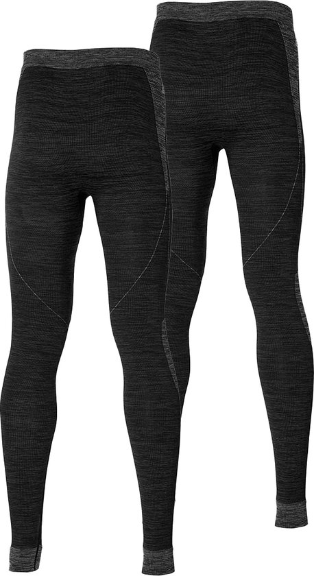 Twee zwarte Heat Keeper thermobroeken voor heren met grijze accenten.