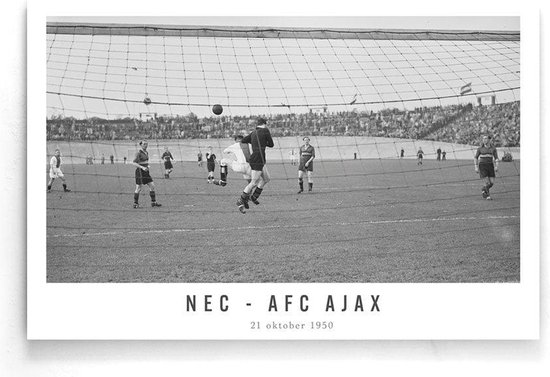 Walljar - Poster Ajax - Voetbal - Amsterdam - Eredivisie - Zwart wit - NEC - AFC Ajax '50 - 20 x 30 cm - Zwart wit poster