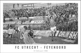 Walljar - Poster Feyenoord met lijst - Voetbal - Amsterdam - Eredivisie - Zwart wit - FC Utrecht - Feyenoord '81 - 13 x 18 cm - Zwart wit poster met lijst