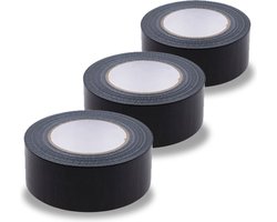 DULA Duct tape - Zwart - 50 mm x 50m - 3 Rollen Ducktape - Reparatie tape