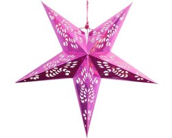 Decoratie ster lampion fuchsia 60 cm