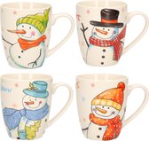 Mokken 4-delige set Xmas dieren in wit - klassieke porseleinen koffiekopjes als kerstmokken in 9 cm - Schattige koffiekopjes met dierenmotief voor