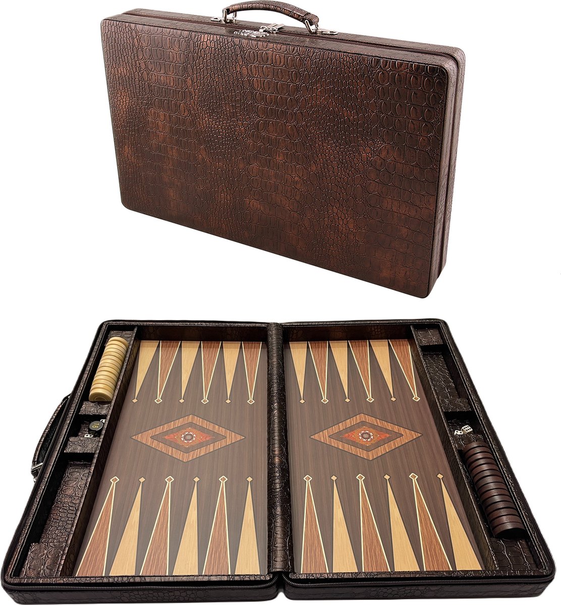 kloof hoorbaar gras Backgammon koffer - Tavla - Luxe backgammon set - 44,5 x 27 x 6,5 cm |  Games | bol.com