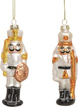 G. Wurm kersthangers notenkrakers soldaten - 2x st - 12 cm - glas - ornamenten