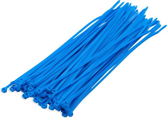 Foto: 200x stuks kabelbinder kabelbinders nylon blauw 10 x 2 5 cm bundelbanden tiewraps tie ribs tie rips