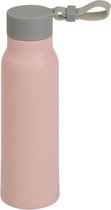 Glazen waterfles/drinkfles licht rode coating met kunststof schroefdop 300 ml - Sportfles - Bidon