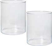 Set de 2x vase cylindrique transparent home-basics / vases en verre 30 x 35 cm - Fleurs/ bouquets - Utilisation intérieure