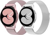 YONO Milanees Bandjes geschikt voor Samsung Galaxy Watch 6/5/4 - Roze en Zilver - 2 Stuks