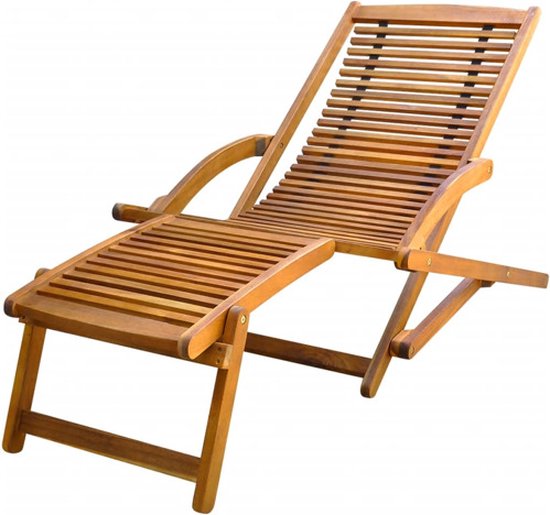 vidaXL Chaise de patio avec repose-pieds en bois d'acacia massif