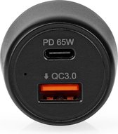 Nedis Autolader - 65 W - 2.0 / 3.0 / 3.25 A - Outputs: 2 - Poorttype: USB-A / USB-C - Automatische Voltage Selectie