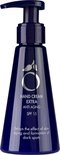 Donkerblauwe pompflacon van Herome Hand Cream Extra Anti Aging met SPF 15.