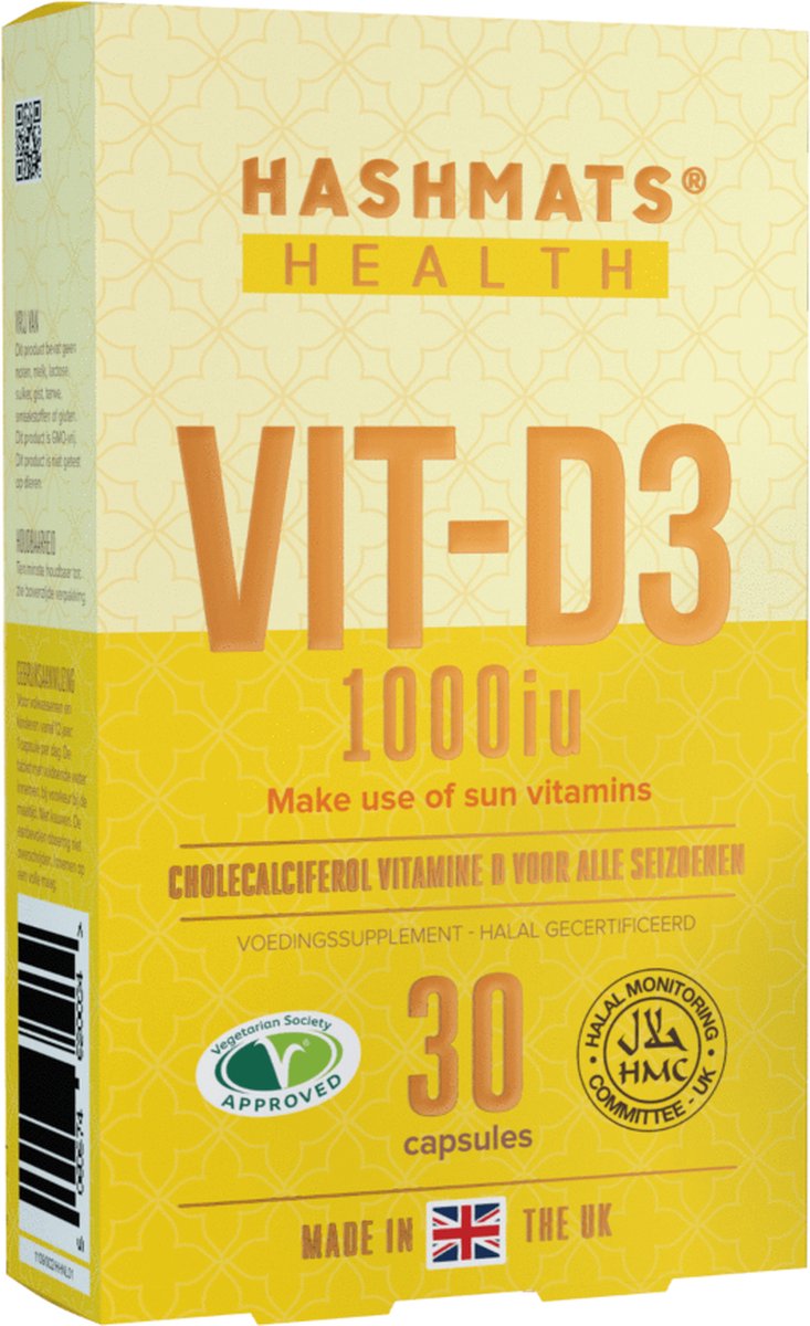 Vitamin D3 1000iu Vegetarian Halal Certified 30 capsules 3Vit