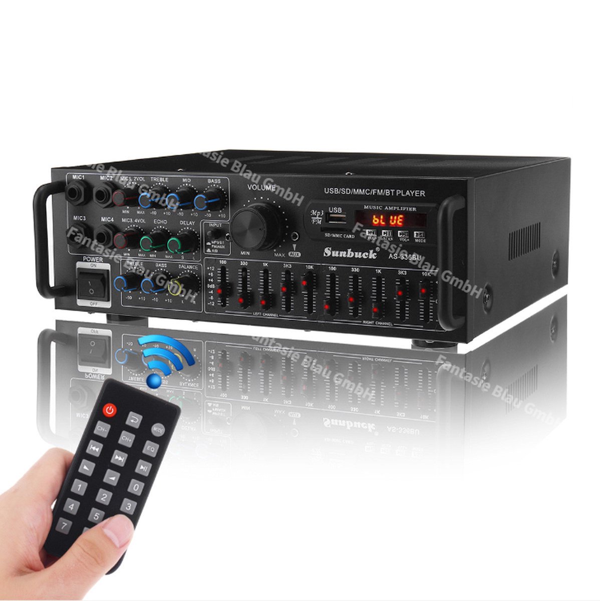 auna Pro Amp EQ BT amplificateur karaoké HiFi 2 x 30 W RMS BT USB SD 2 x  entrées micro Avec Bluetooth