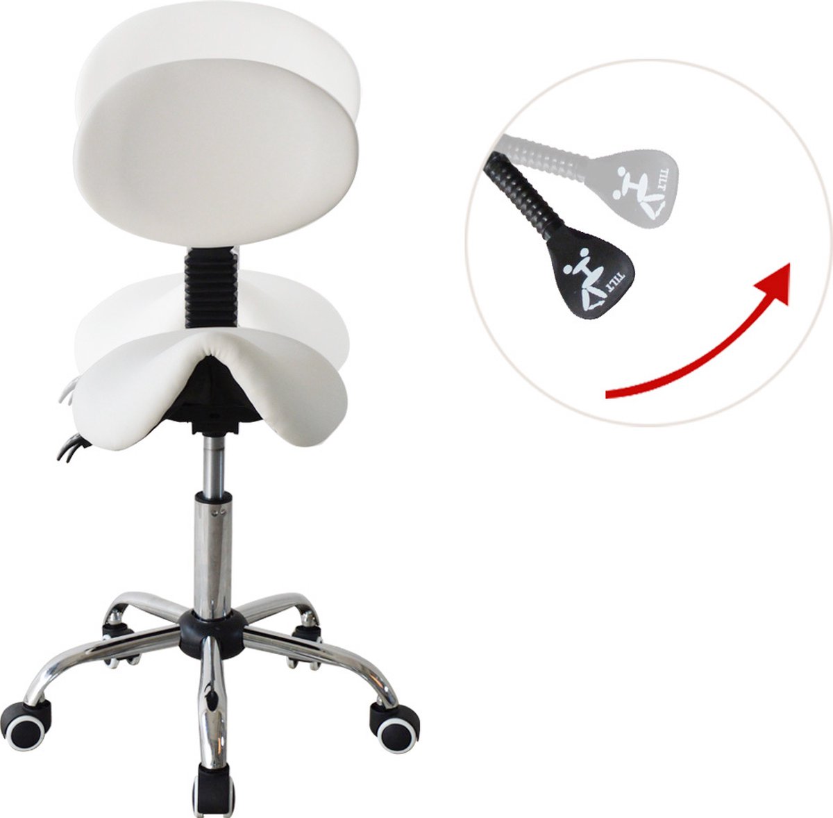 Zadelkruk ergonomisch - kapperskruk - tabouret - hoogte - afbeelding 2