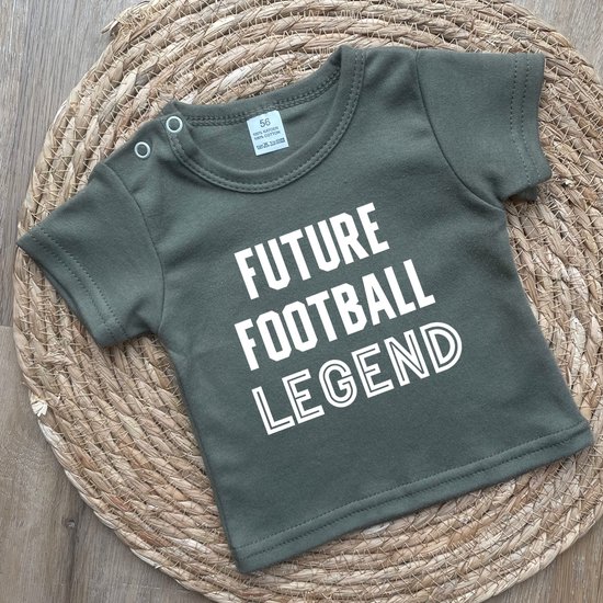 T-shirt baby met tekst - Future Football Legend - Maat 86 - Groen- Kraamcadeau - Babyshower - Zwanger - Geboorte - Voetbal - Babykleding - Newborn - Pregnant - Korte mouw - Stoer