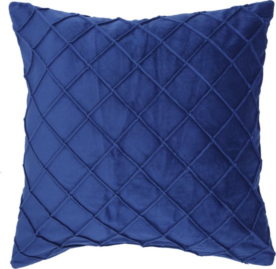 Fluwelen kussenhoes blauw | Ruit structuur | Velvet | Fluweel | 44 x 44 cm | 100% polyester