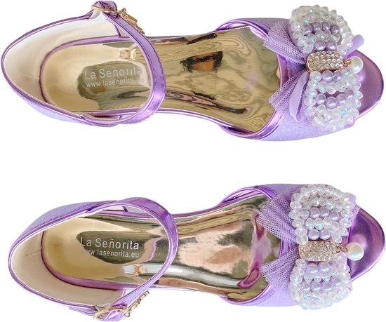 Prinsessen schoenen paars glitter pareltjes maat 30 - binnenmaat 19,5 cm -  bij jurk | bol.com