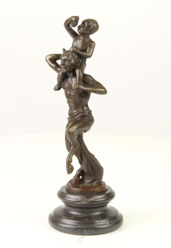 Statue Sculpture En Bronze Faune/Bacchus 31cm - Style Antique - Neuf Aubaho