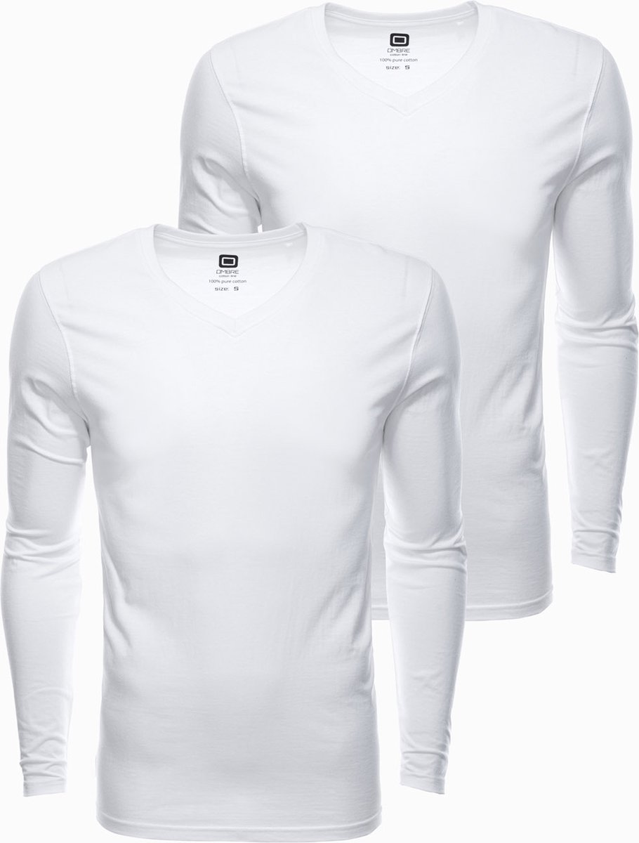 Heren effen longsleeve - mix 2-pack V3 Z41