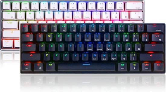 Hotswapple 80% Gaming-Toetsenbord Mechanisch Red Switch Wired Keyboard met White LED Backlit ABS Keycap USB-type C Ergonomische 82 Toetsen Anti-ghosting QWERTY voor PC Laptop Mac-Wit