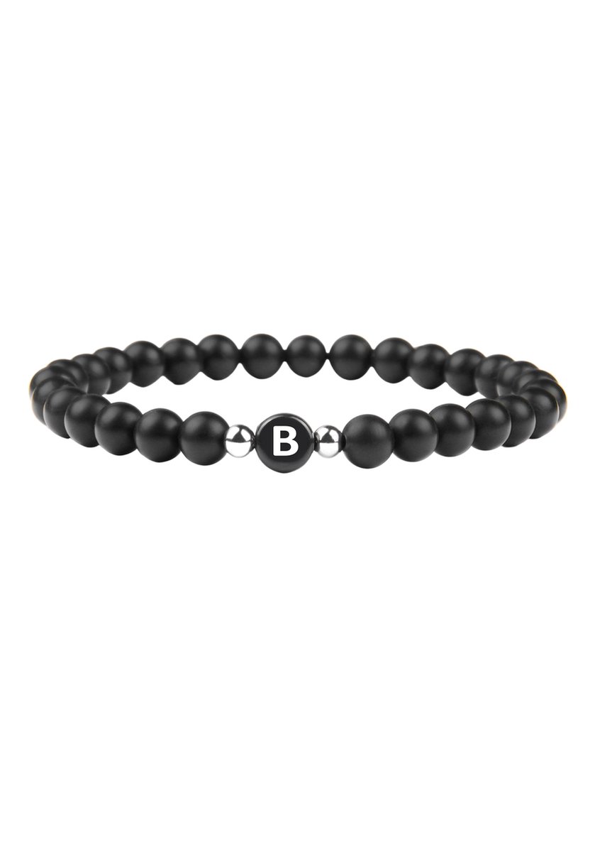 good.designs Parelarmband van agaatstenen met de letter B