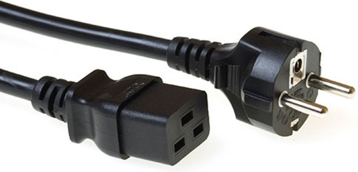 Image of ACT Netsnoer CEE 7/7 male (recht) - C19 zwart 5 m AK5148