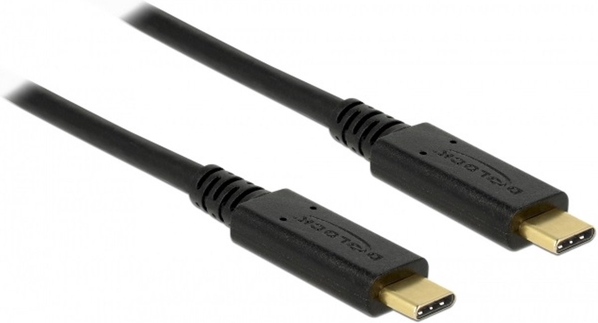 Premium USB-C naar USB-C kabel met E-Marker chip - USB2.0 - tot 20V/5A / zwart - 2 meter