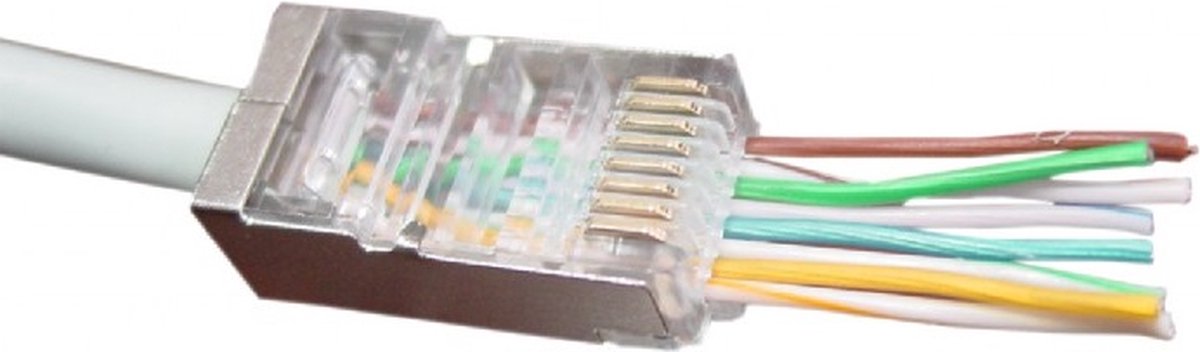 Image of RJ45 krimp connectoren (STP) met doorsteekmontage voor CAT6 netwerkkabel (vast/flexibel) - 100 stuks