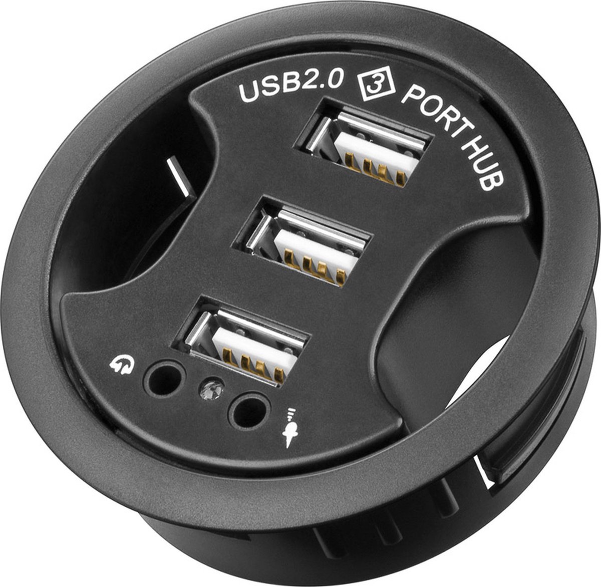 Goobay inbouw USB hub met 3 poorten en audio - USB2.0 - busgevoed / zwart - 1,5 meter