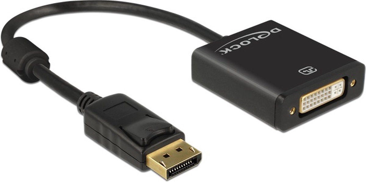 DeLOCK premium DisplayPort naar DVI actieve adapter - DP1.2 (1920 x 1200) / zwart - 0,20 meter