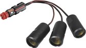 ProCar sigarettenaanstekerplug splitter met 3 12-24V poorten / zwart - 0,25 meter