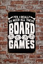 Wandbord - Board games - Metalen wandbord - Mancave - Metalen bord- Mancave decoratie - Bar decoratie - 20 x 30cm - Tekst bord - Metalen borden - Wandborden - UV bestendig - Eco vriendelijk - Game -