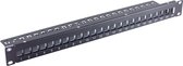 19 inch Patch Panel 1U voor 24 Keystone modules met kabelgeleiding - compact / zwart