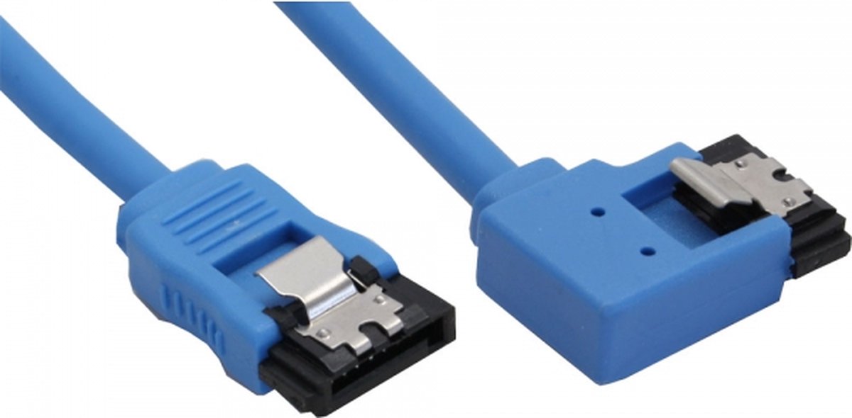 SATA datakabel - recht / haaks naar links - rond - SATA600 - 6 Gbit/s / blauw - 0,30 meter