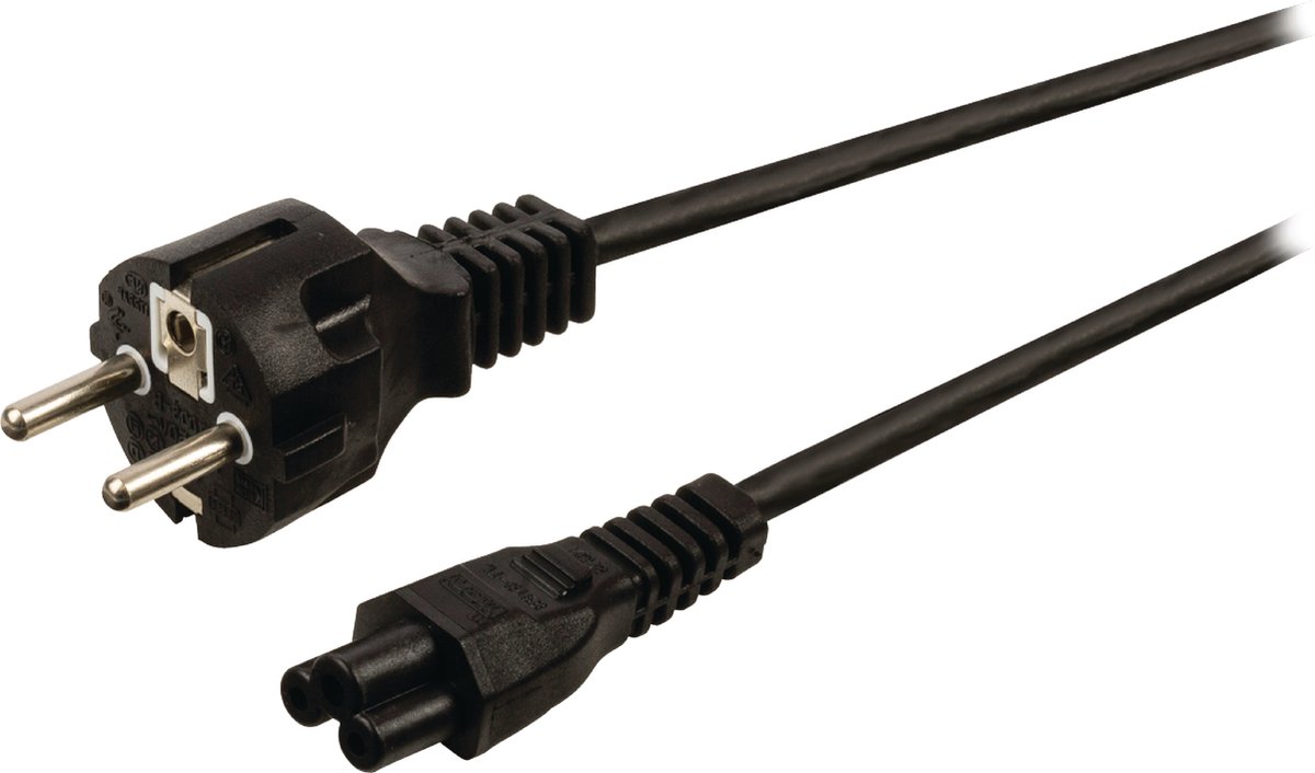 Apparaatsnoer met rechte C5 plug en rechte stekker - 3x 1,50mm / zwart - 10 meter
