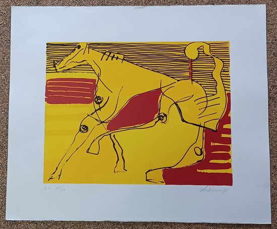 grafiek (zeefdruk) Peter Diem - paard 60 x 50 cm