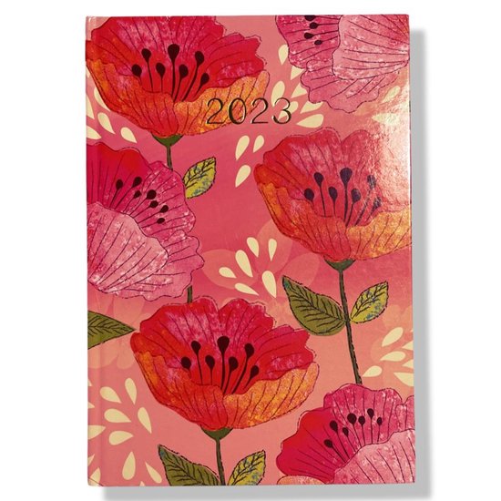 Hardcover Agenda 2023 Roze Bloemen A5 15x21cm 1w/2p