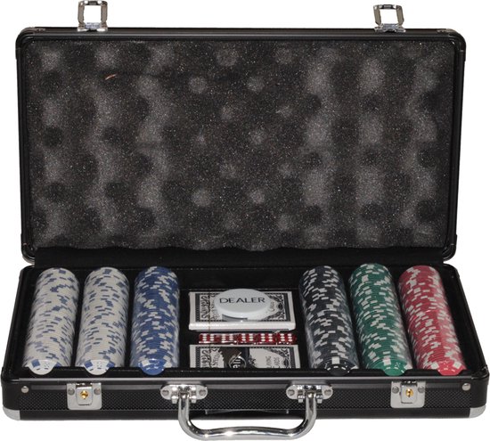 Thumbnail van een extra afbeelding van het spel Pokerset - 300 chips - Poker set - 300 delig - Aluminium koffer - Zwart - 11,5 Gram chips - Volwassenen - Cave & Garden