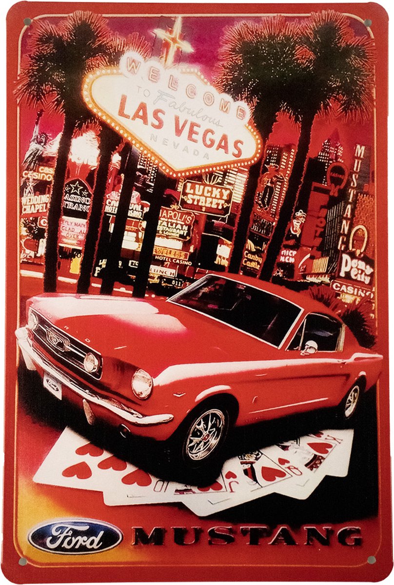 Las Vegas - Wandbord - Mancave - Mancave decoratie - Metalen wandbord - Bar decoratie - Tekst bord -  20 x 30cm - Decoratie - Wandborden - Metalen decoratie - UV bestendig - Metal sign - Cave & Garden