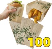 Rainbecom - 100 pièces - Papier pour sac à hamburger - Papier sulfurisé - Sacs en papier - Bamboe